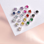 Boucles d'oreilles à tige en argent sterling et cristal CZ rond de 2 mm