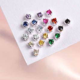 Boucles d'oreilles à tige en argent sterling et cristal CZ rond de 2 mm