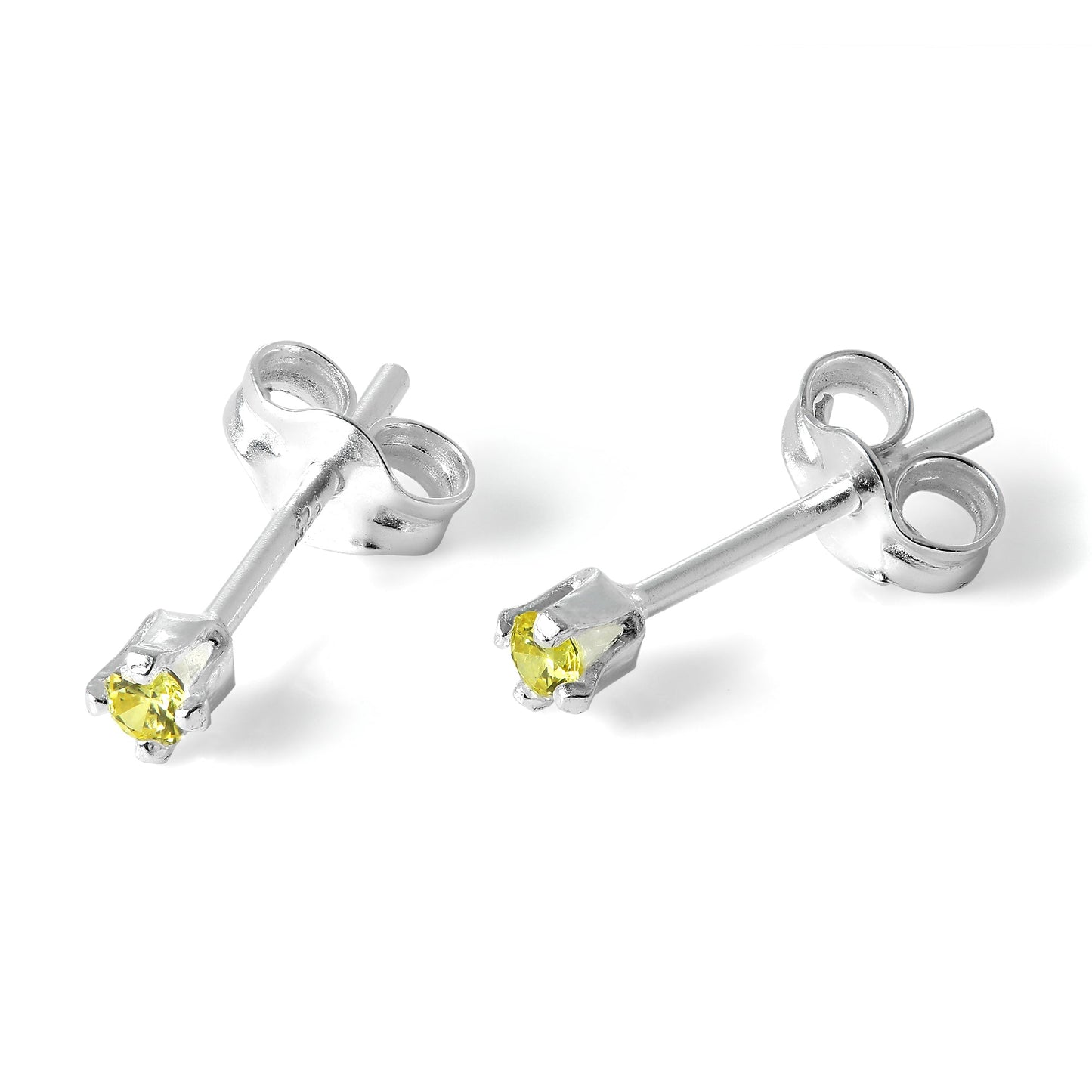 Boucles d'oreilles à tige en argent sterling et cristal CZ rond de 2 mm