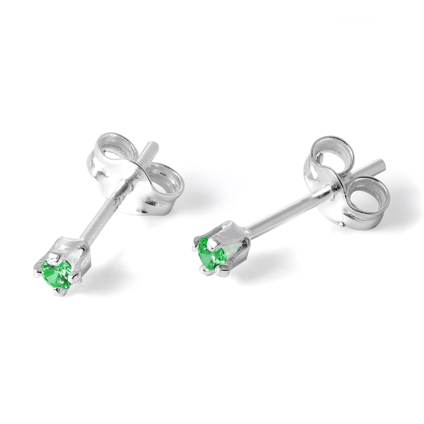 Boucles d'oreilles à tige en argent sterling et cristal CZ rond de 2 mm