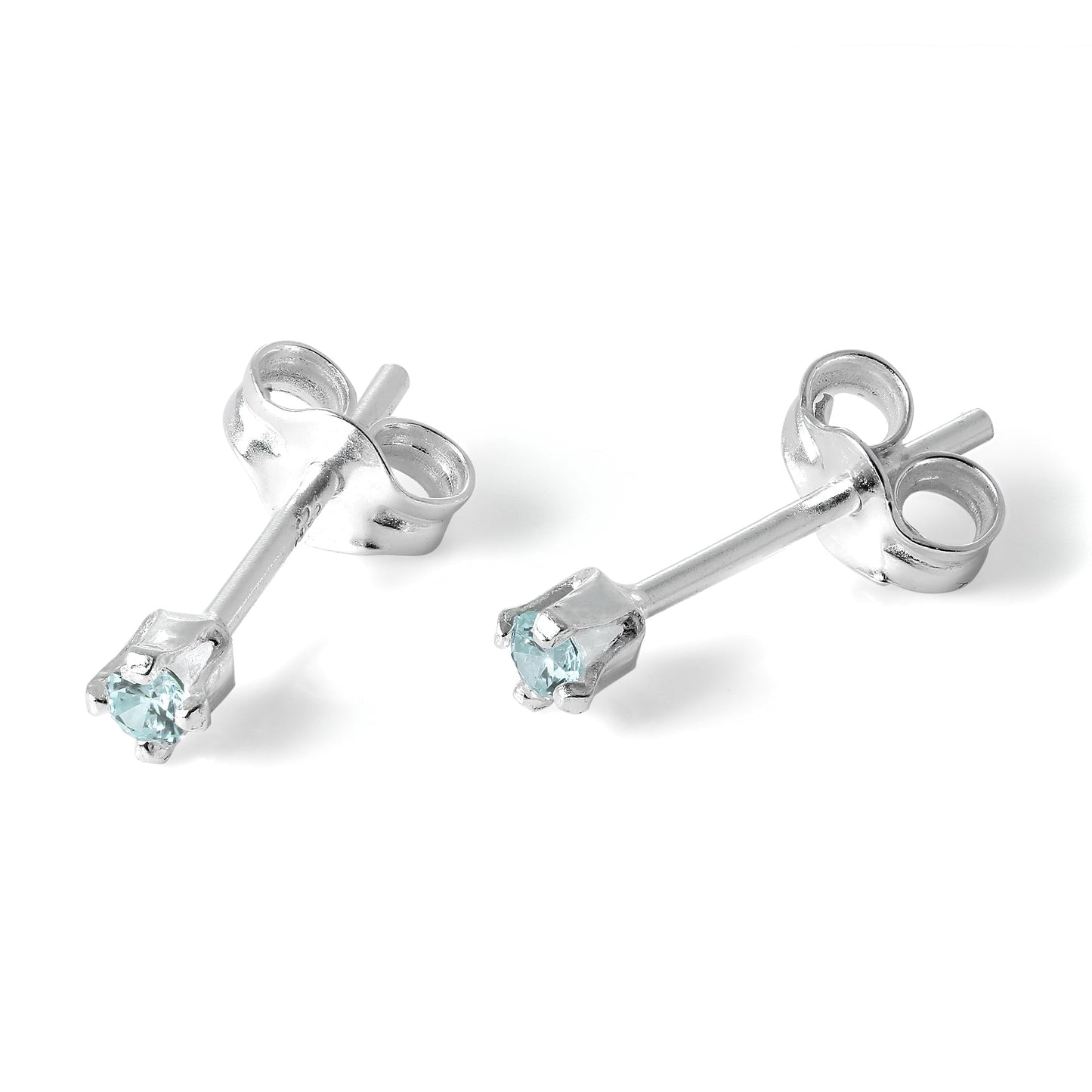Boucles d'oreilles à tige en argent sterling et cristal CZ rond de 2 mm