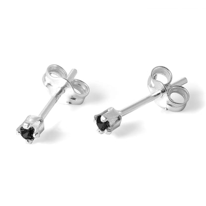 Boucles d'oreilles à tige en argent sterling et cristal CZ rond de 2 mm
