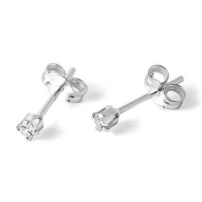 Boucles d'oreilles à tige en argent sterling et cristal CZ rond de 2 mm