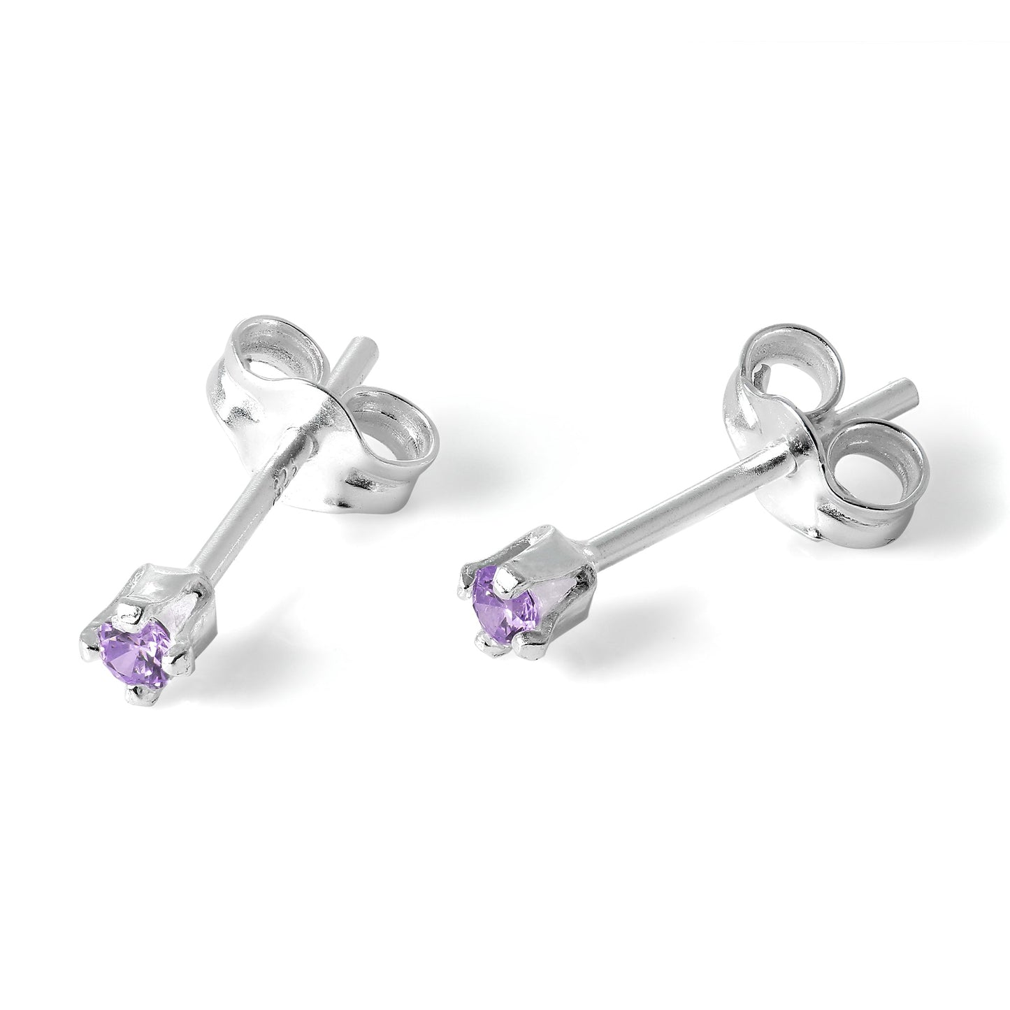 Boucles d'oreilles à tige en argent sterling et cristal CZ rond de 2 mm
