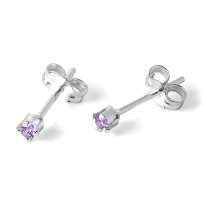Boucles d'oreilles à tige en argent sterling et cristal CZ rond de 2 mm