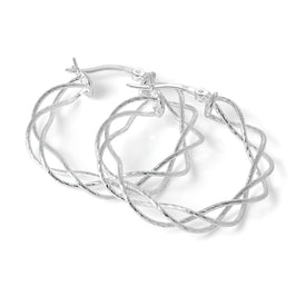 Boucles d'oreilles créoles tissées en argent sterling de 30 mm
