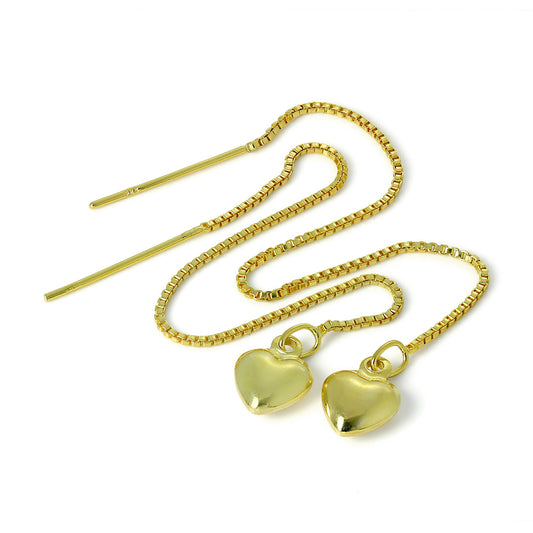 Boucles d'oreilles en argent sterling plaqué or en forme de cœur gonflé