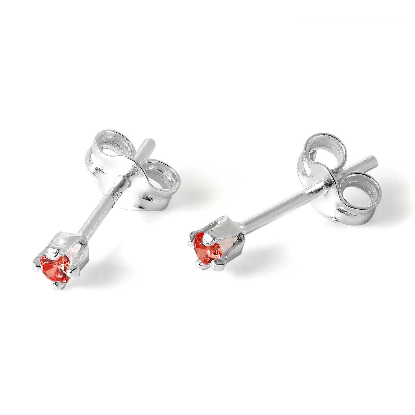 Boucles d'oreilles à tige en argent sterling et cristal CZ rond de 2 mm