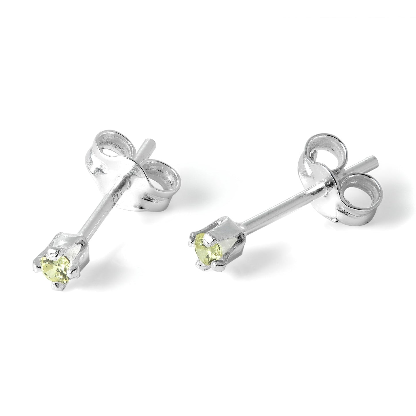 Boucles d'oreilles à tige en argent sterling et cristal CZ rond de 2 mm