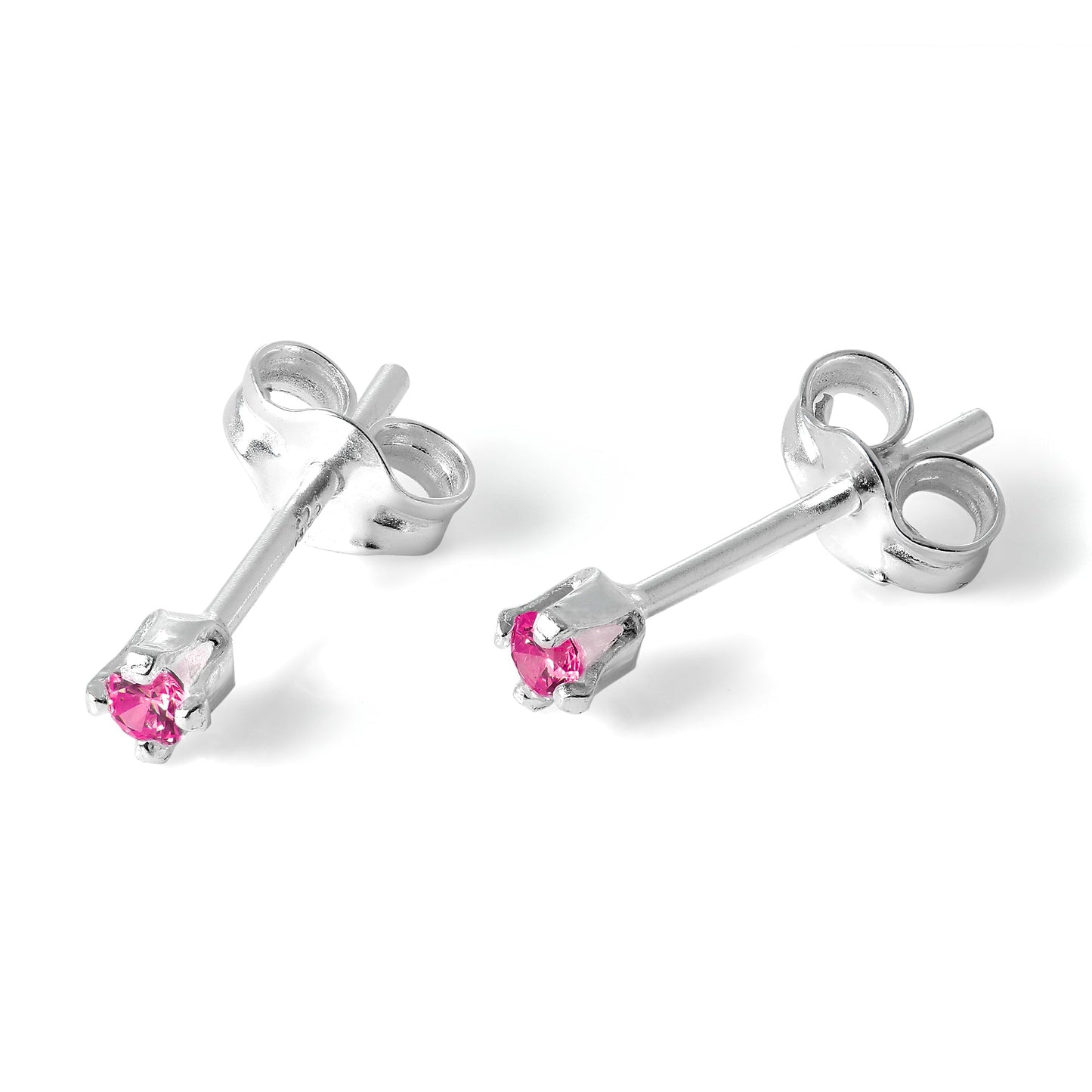 Boucles d'oreilles à tige en argent sterling et cristal CZ rond de 2 mm