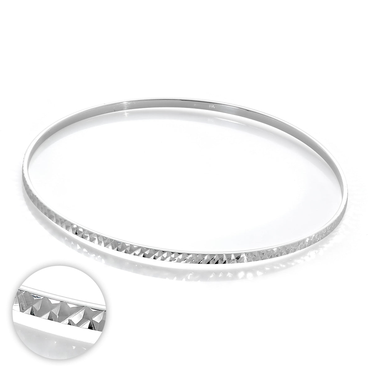 Bracelet jonc empilable en argent sterling taille diamant de 66 mm
