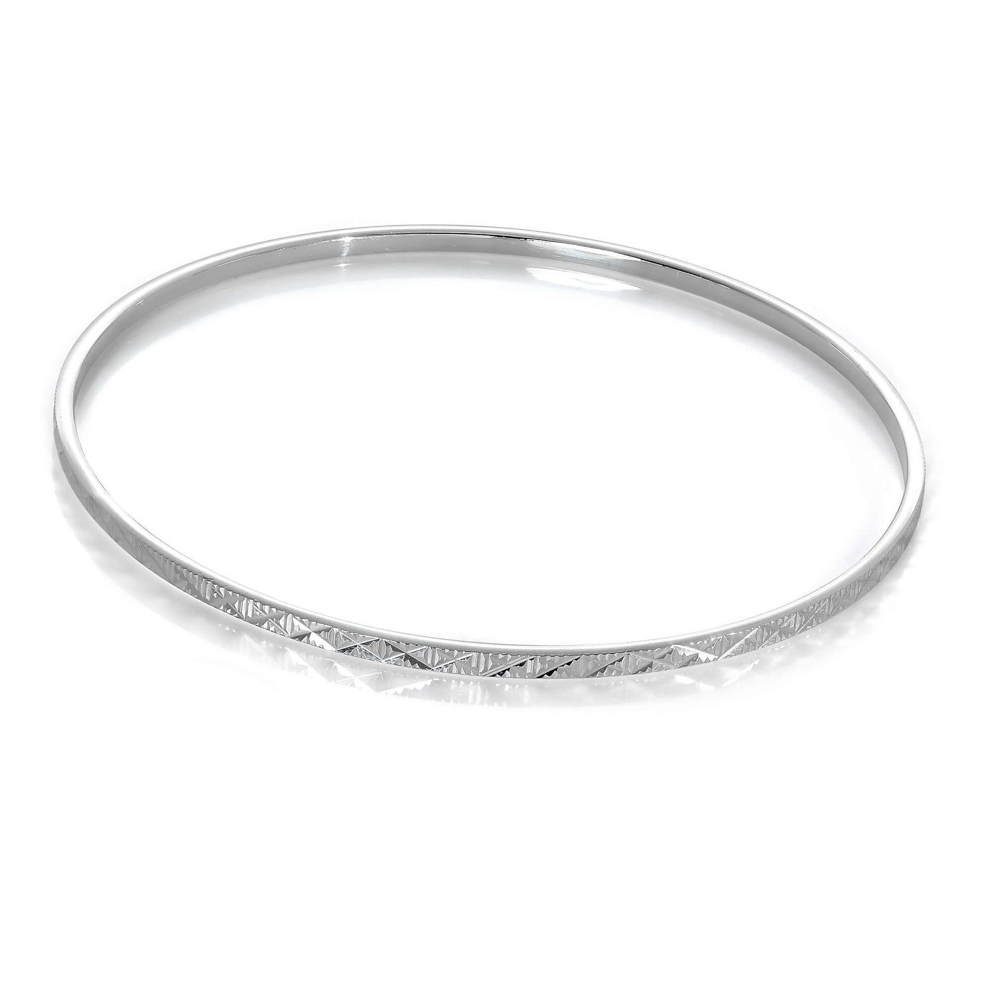 Bracelet jonc empilable en argent sterling taille diamant Kiss 66 mm