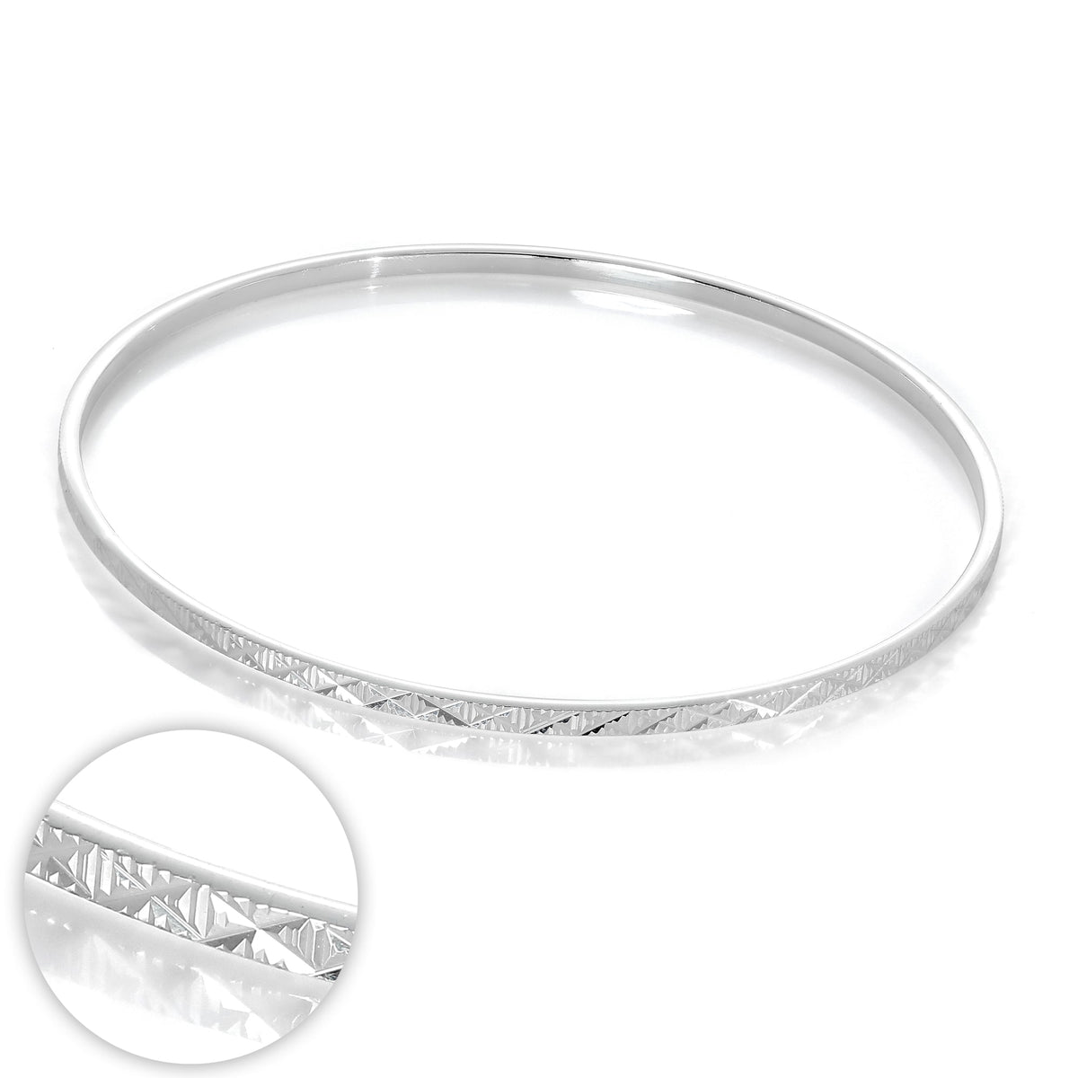 Bracelet jonc empilable en argent sterling taille diamant Kiss 66 mm