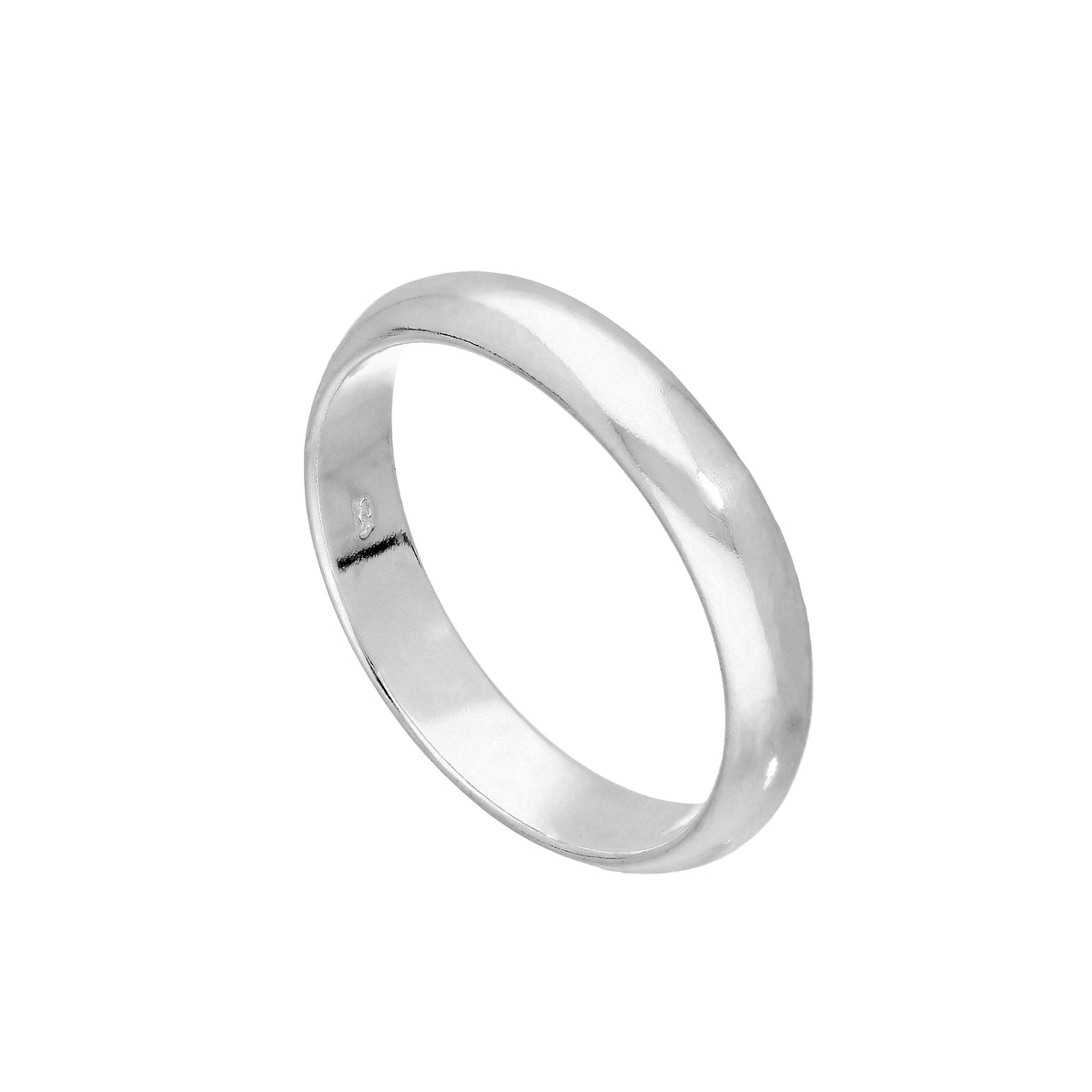 Alliance en argent sterling 4 mm en forme de D, tailles 48 à 76