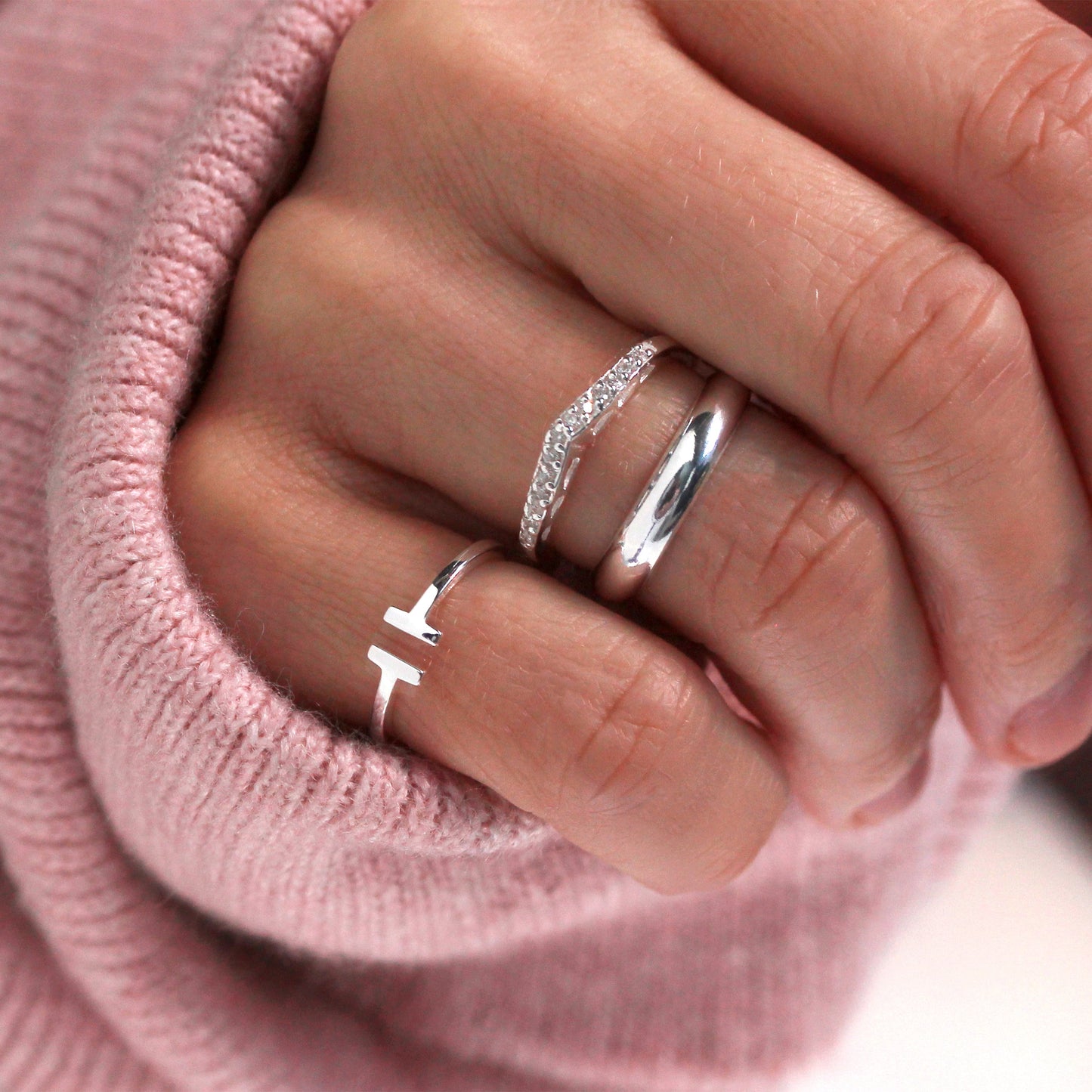 Bague en argent sterling et cristal CZ en forme de cœur, taille I à W