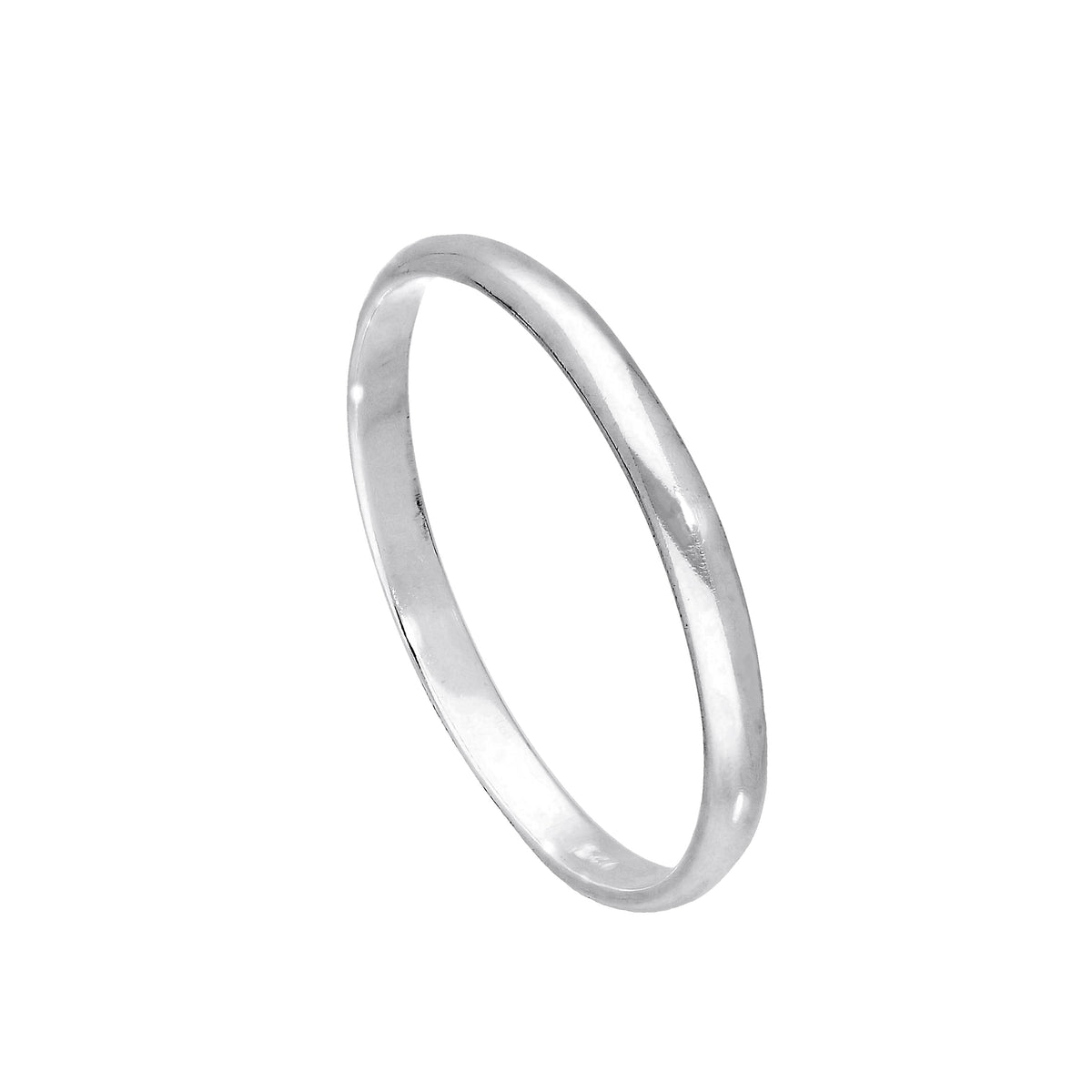 Alliance en argent sterling de 2 mm en forme de D, tailles 43 à 65