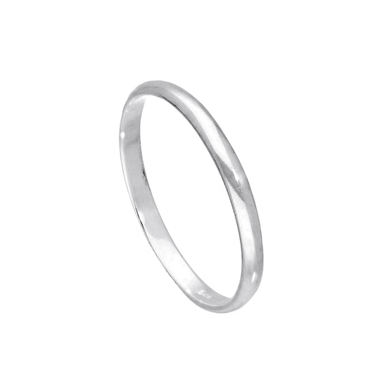 Alliance en argent sterling de 2 mm en forme de D, tailles E à W