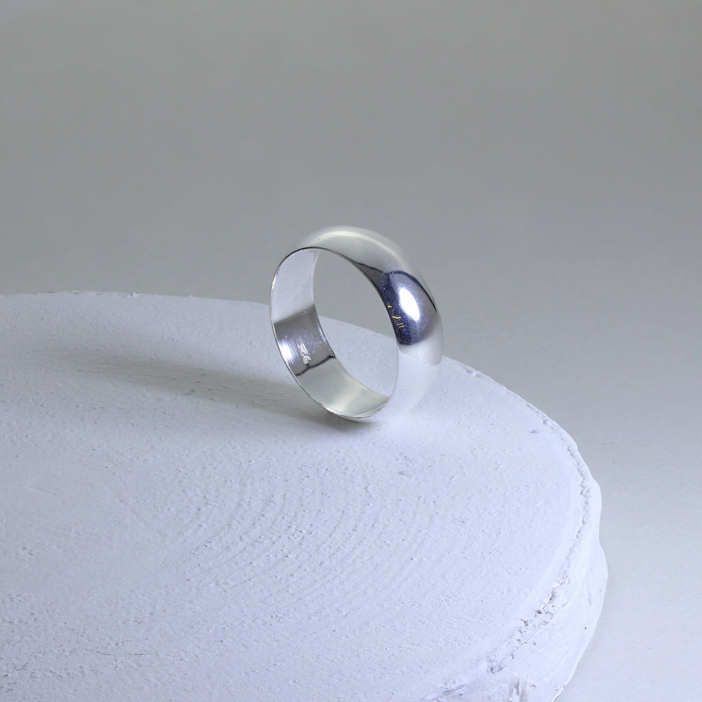 Alliance en argent sterling de 5 mm en forme de D, taille 48 - 75