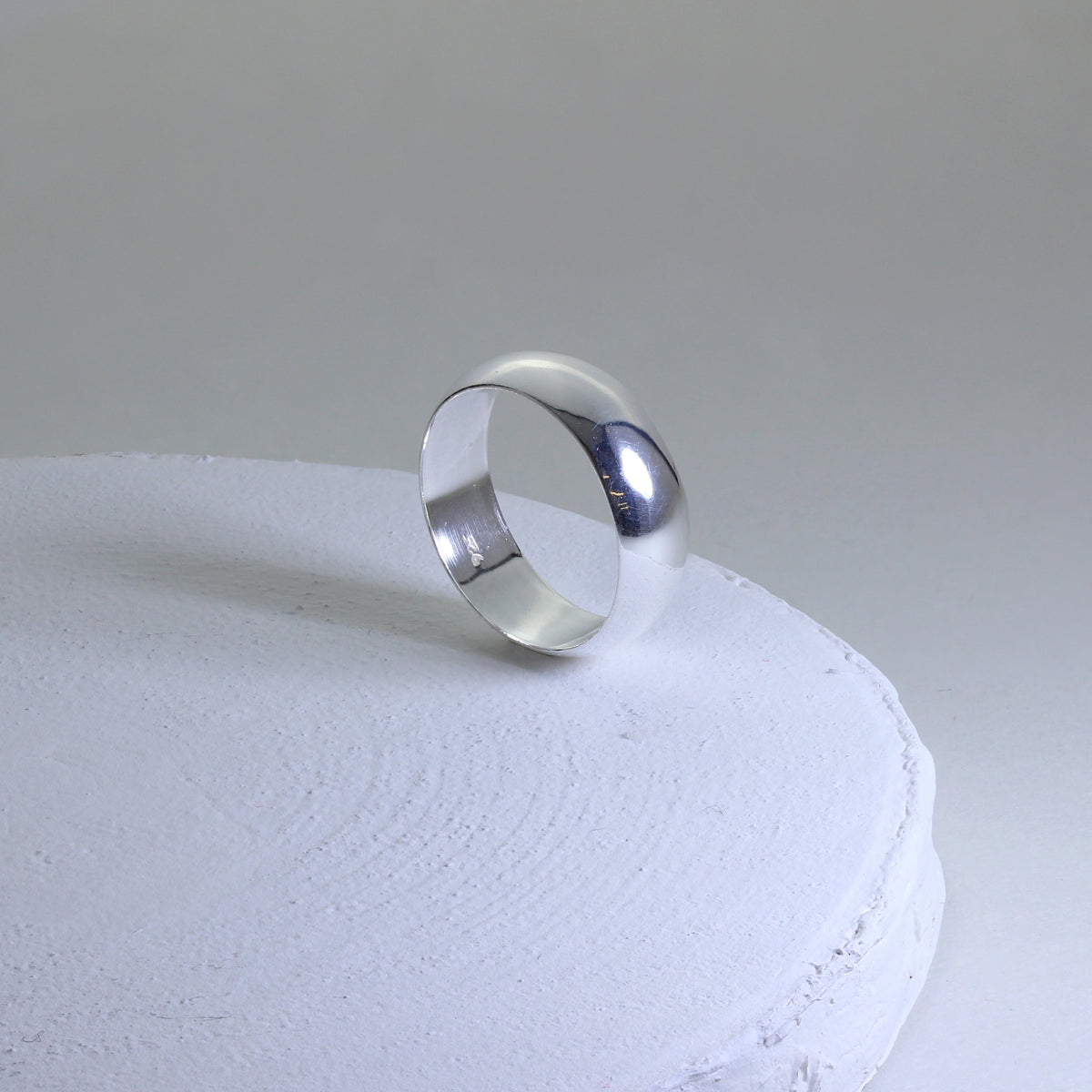Alliance en argent sterling de 5 mm en forme de D, taille 48 - 75