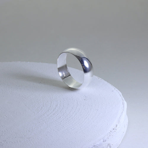 Alliance en argent sterling de 5 mm en forme de D, taille 48 - 75