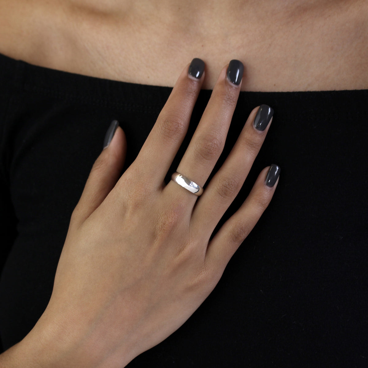 Alliance en argent sterling de 5 mm en forme de D, taille 48 - 75