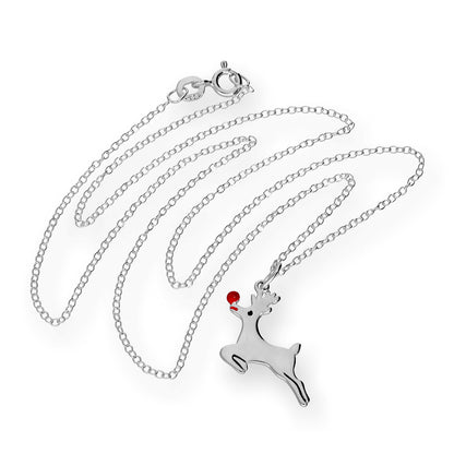 Collier en argent sterling de 45 cm représentant le renne Rudolph