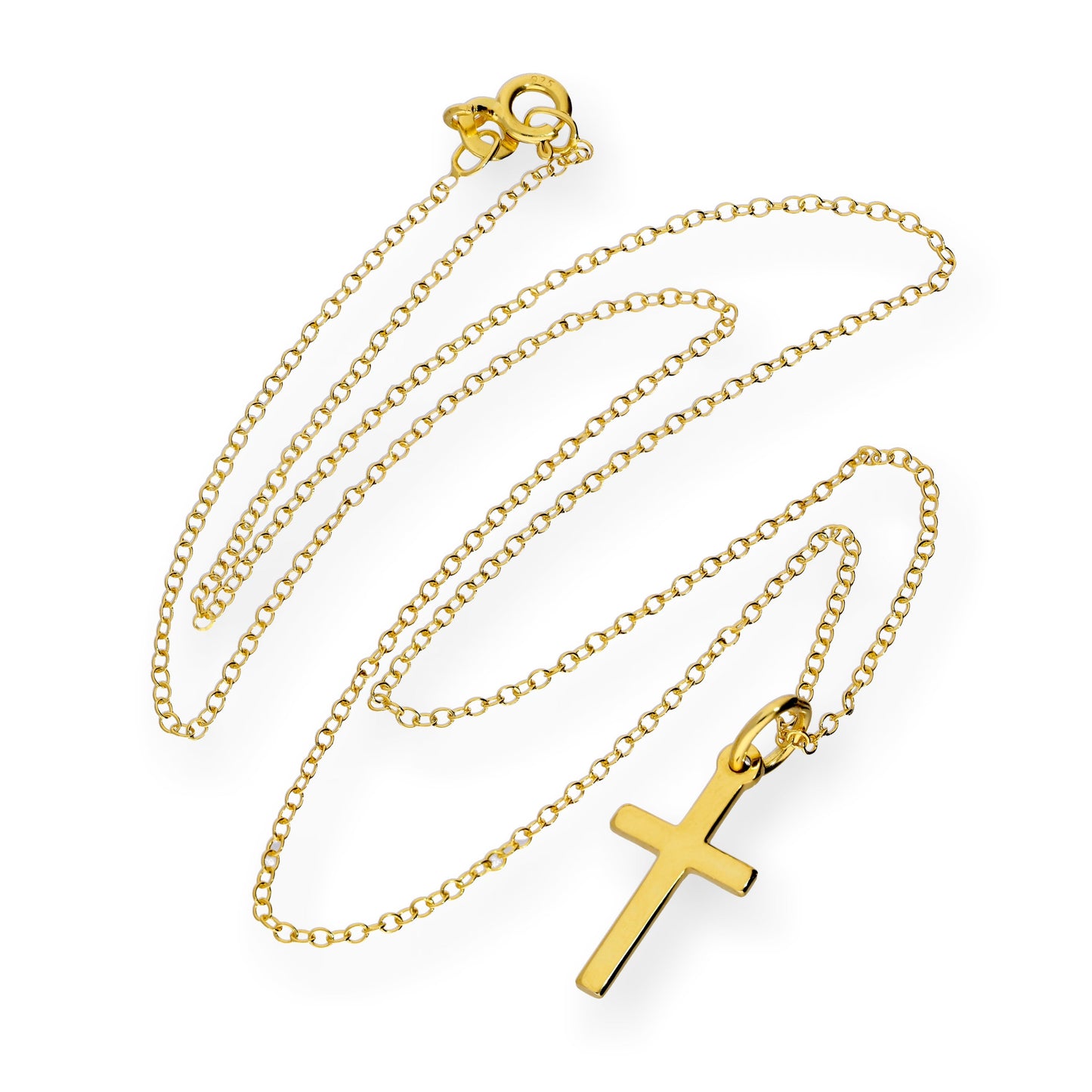 Collier croix en argent sterling plaqué or de 45 cm