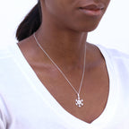 Grand collier flocon de neige en argent sterling et cristal CZ de 45 cm