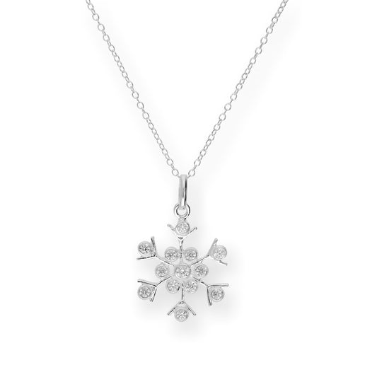 Grand collier flocon de neige en argent sterling et cristal CZ de 45 cm