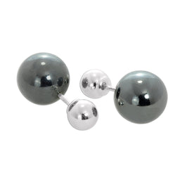 Boucles d'oreilles à tige en argent sterling à double face et boules bicolores de 8 mm