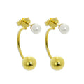 Boucles d'oreilles créoles et boules en argent sterling plaqué or avec perles