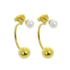 Boucles d'oreilles créoles et boules en argent sterling plaqué or avec perles
