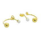 Boucles d'oreilles créoles et boules en argent sterling plaqué or avec perles