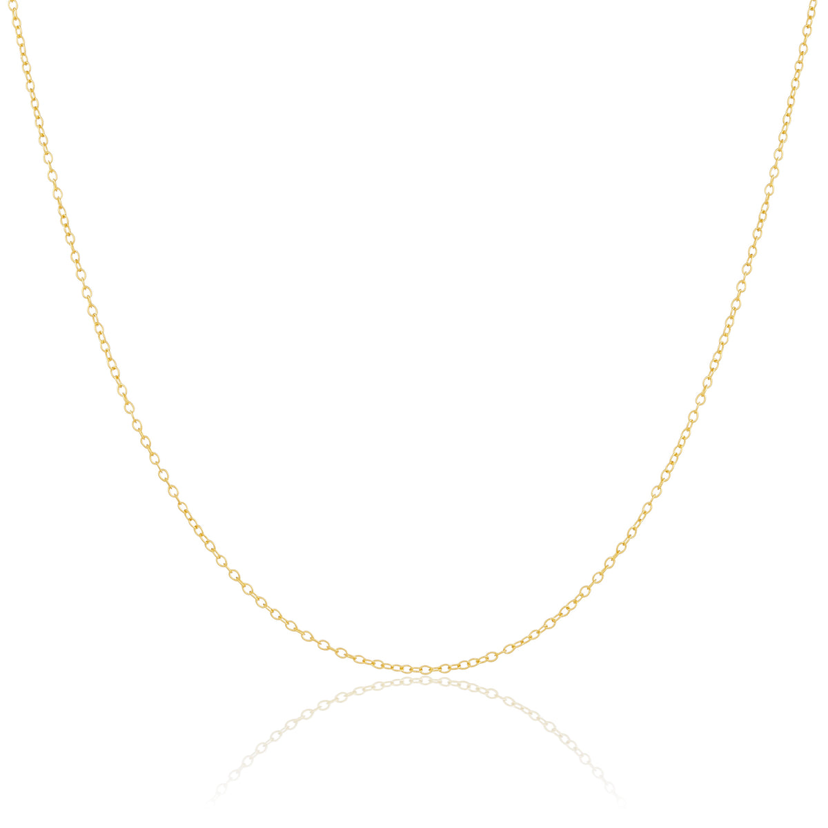 Collier à chaîne fine Belcher en argent sterling plaqué or de 40 à 55 cm