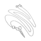 Collier en argent sterling mat avec ciseaux taille diamant sur chaîne de 45 cm