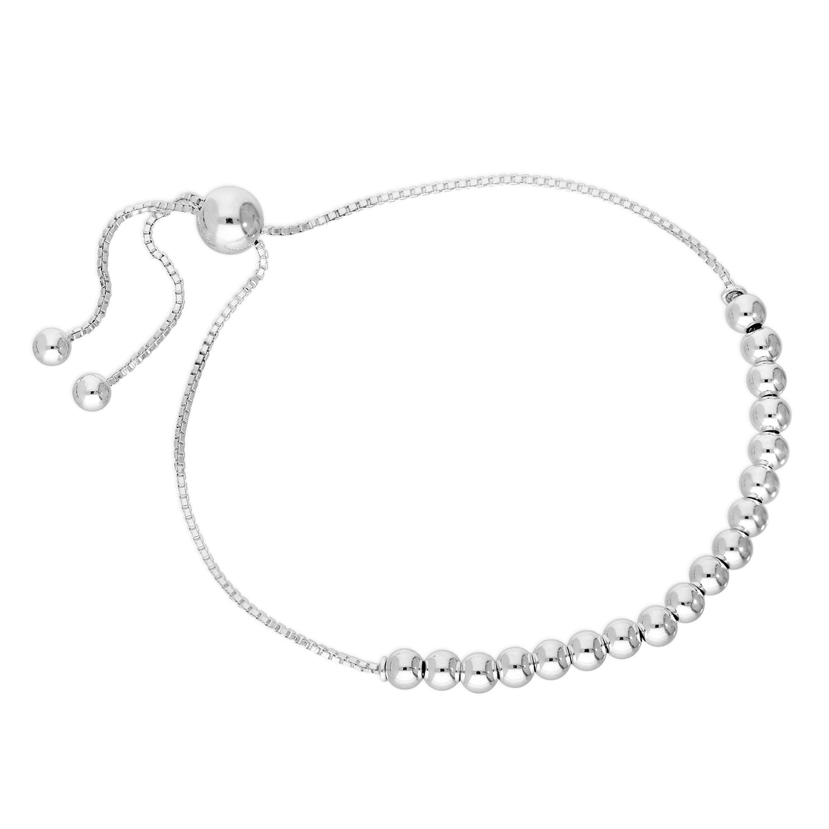 Bracelet réglable en argent sterling avec chaîne à mailles vénitiennes et grosses perles