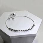 Bracelet réglable en argent sterling avec chaîne à mailles vénitiennes et grosses perles