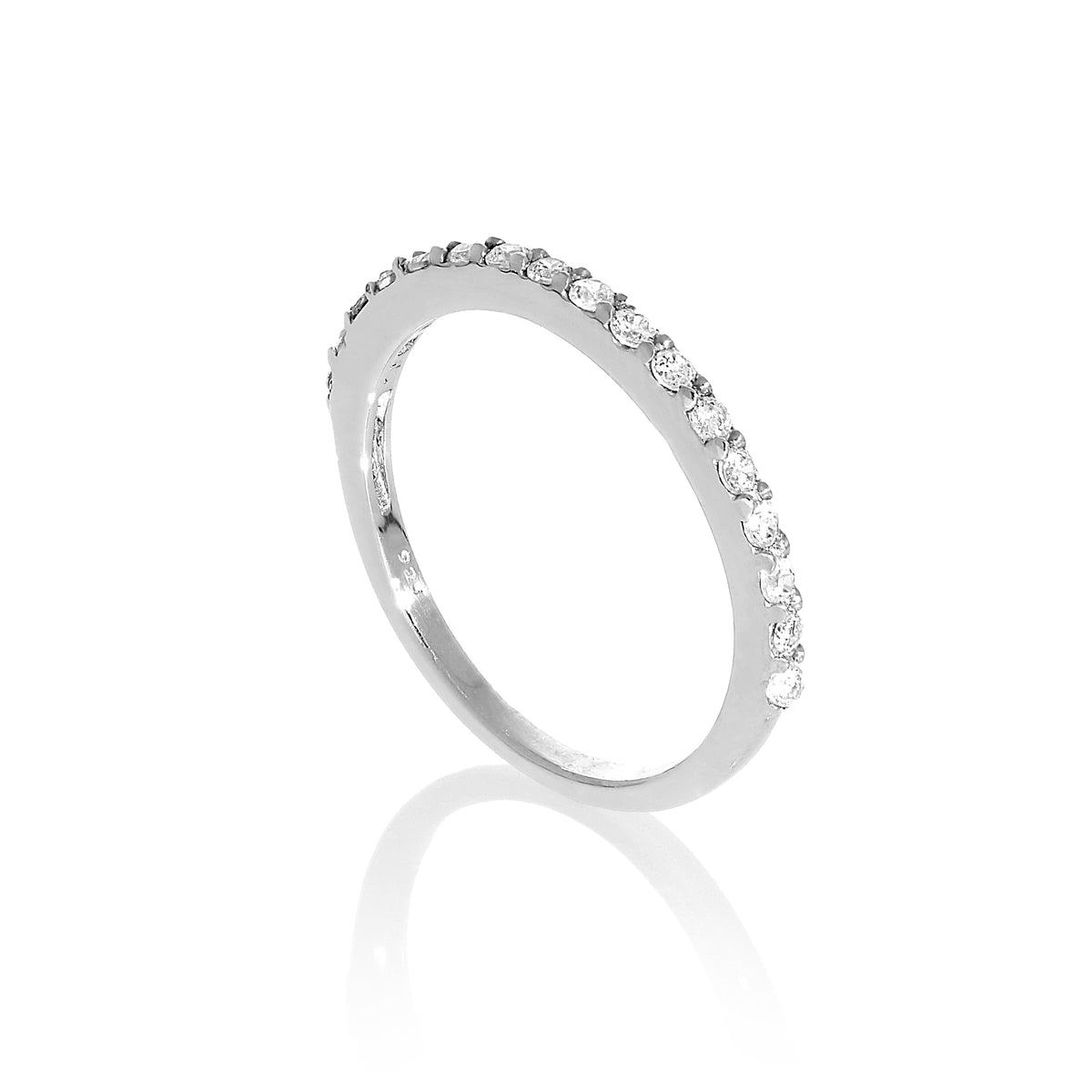 Bague demi-éternité en argent sterling et cristal CZ transparent, tailles 46 à 65