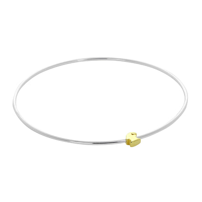 Bracelet jonc empilable en argent sterling léger avec perles de lettres A à Z