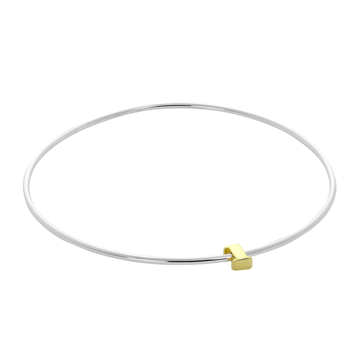 Bracelet jonc empilable en argent sterling léger avec perles de lettres A à Z