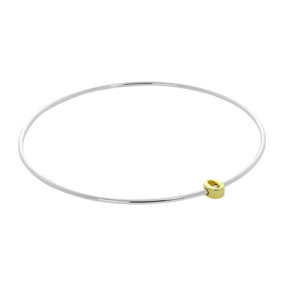Bracelet jonc empilable en argent sterling léger avec perles de lettres A à Z