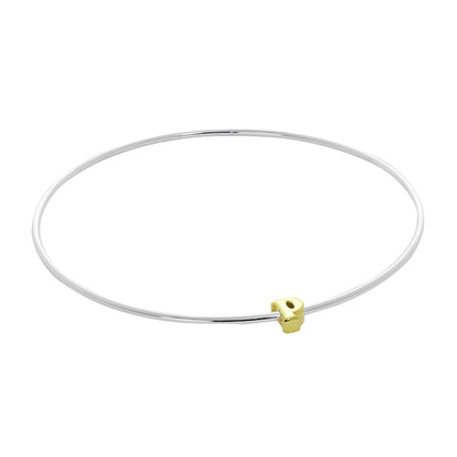 Bracelet jonc empilable en argent sterling léger avec perles de lettres A à Z