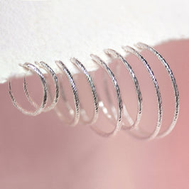Boucles d'oreilles créoles en argent sterling taille diamant 15 mm, 18 mm, 24 mm, 28 mm