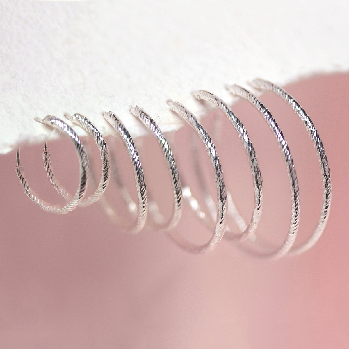 Boucles d'oreilles créoles en argent sterling taille diamant 15 mm, 18 mm, 24 mm, 28 mm