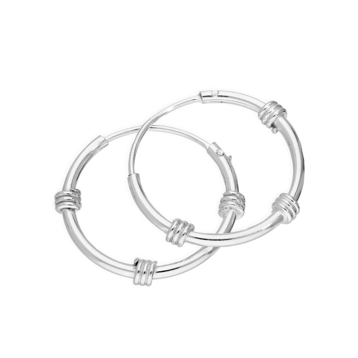 Boucles d'oreilles créoles Bali en argent sterling 17 mm