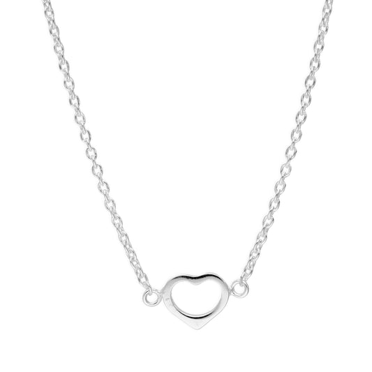 Collier cœur ouvert en argent sterling sur chaîne de 45 cm