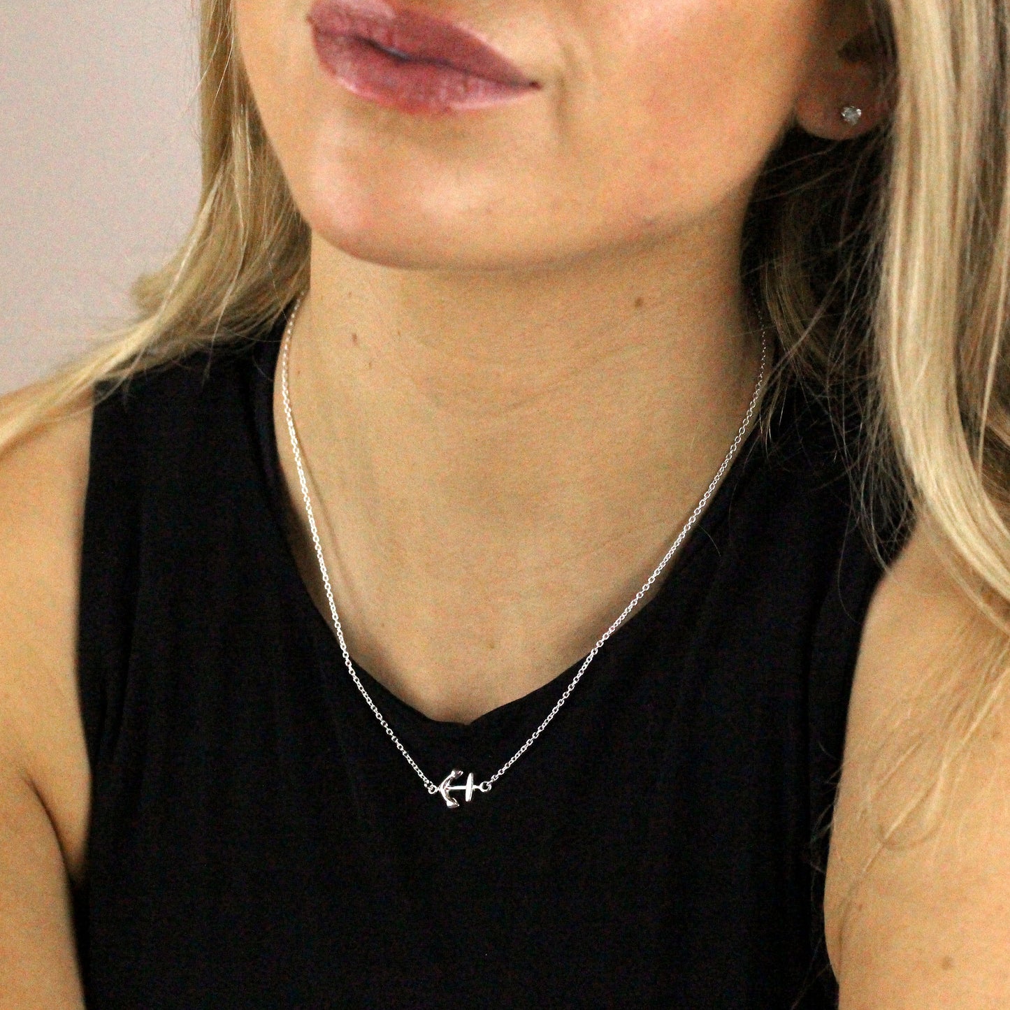 Collier ancre de navire en argent sterling sur chaîne de 45 cm
