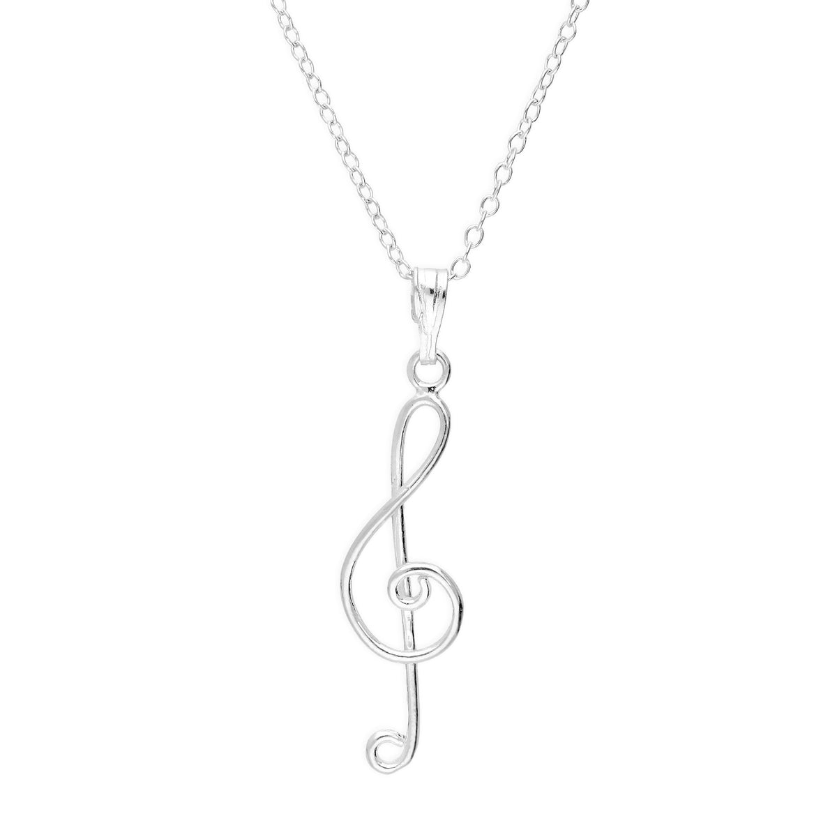 Pendentif clé de sol en argent sterling sur chaîne de 45 cm