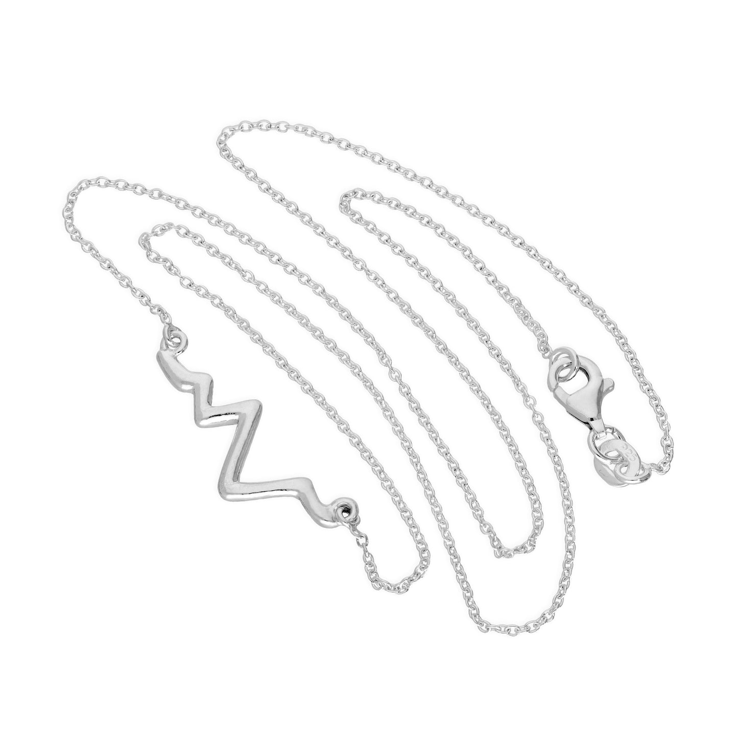 Collier en argent sterling avec battement de cœur sur chaîne de 45 cm