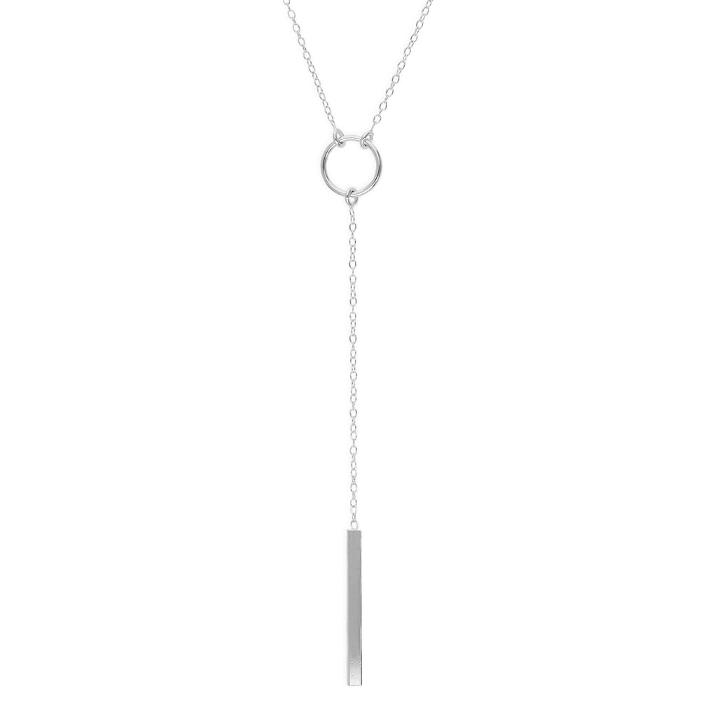 Collier en argent sterling avec cercle et barre sur chaîne de 45 cm